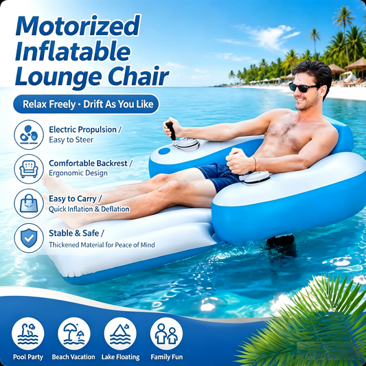 Motorized Inflatable Pool Lounger Chair - Electric Propulsion Water Float with 360° Steering Joystick
