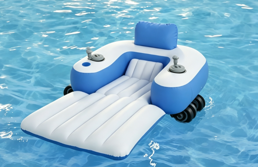 Motorized Inflatable Pool Lounger Chair - Electric Propulsion Water Float with 360° Steering Joystick